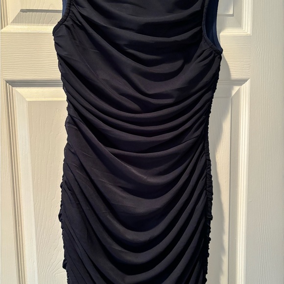 Midnight blue full length evening dress. - Picture 3 of 5